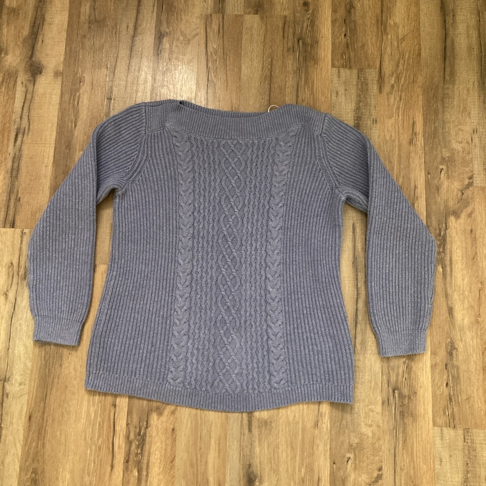 Tommy Hilfiger Cable Knit Sweater Lilac Womens L Preppy Y2K Style Heavy Warm